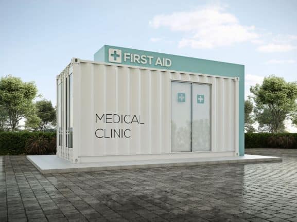 Medical center from shipping container